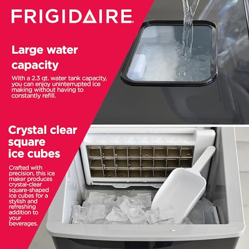 FRIGIDAIRE EFIC452-SS 40 Lbs Extra Large Clear Maker, Stainless Steel, Makes Square Ice