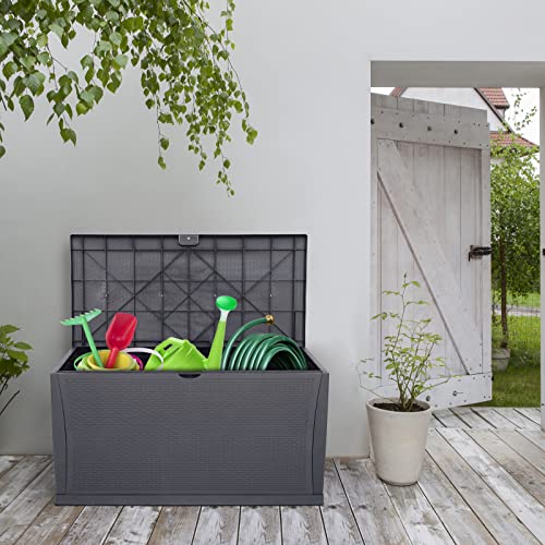 VINGLI 120 Gallon Large Deck Box Outdoor Storage Box with Lid