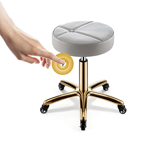 PU Leather Thick Padding Swivel Rolling Stool Height Adjustable Hydraulic Chair with 5 Wheels for Medical Spa Massage Salon Home Office Clinic Tattoo