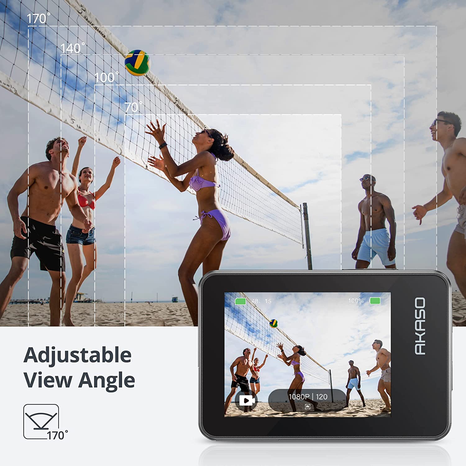 Akaso Brave 7 7 in. 4K30FPS 20MP Wi-Fi Action Camera with Touch Screen IPX8 33FT Water
