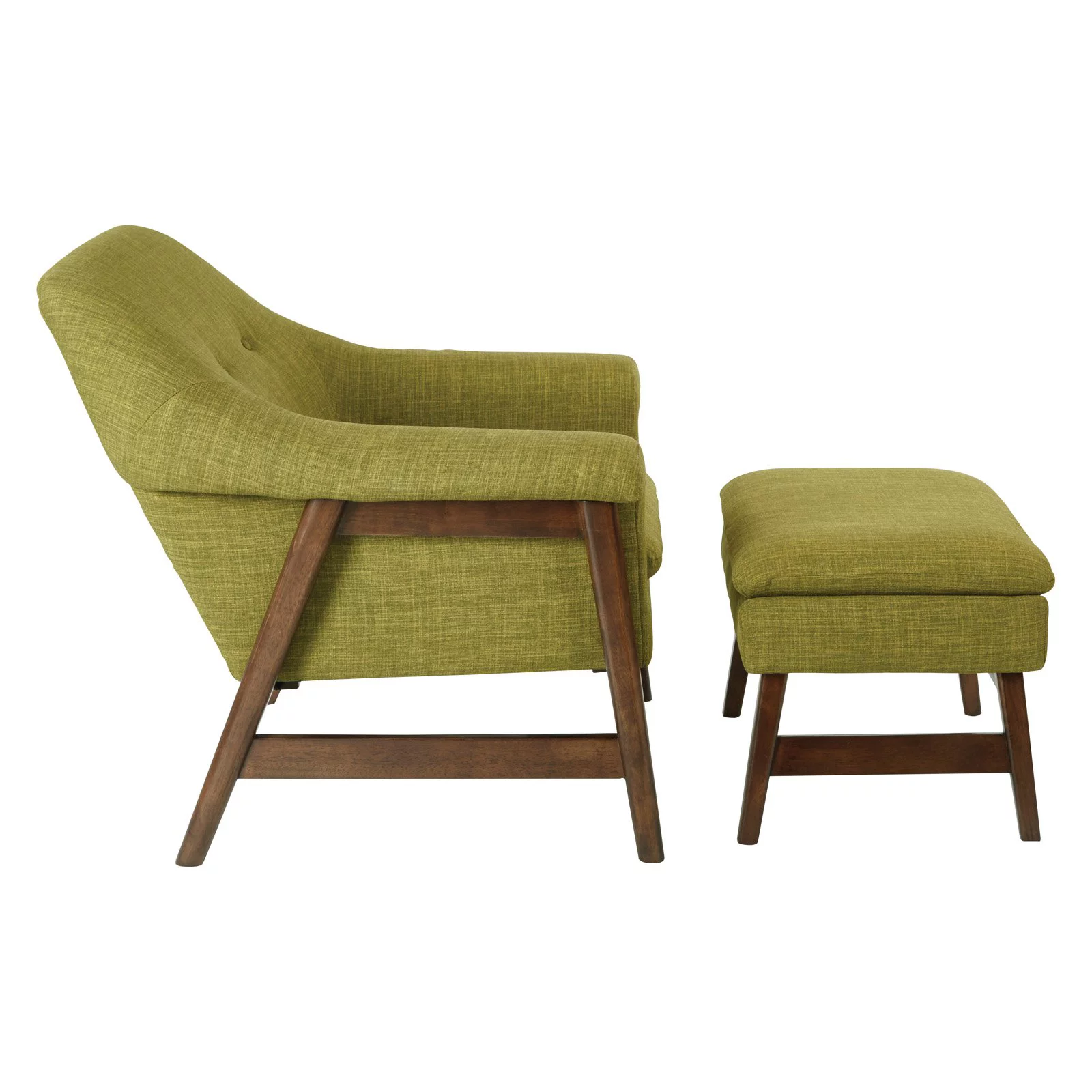 OSP Home Furnishings Flynton Chair & Ottoman in Green Fabric with Medium Espresso Frame ASM - Curated Treasures Market