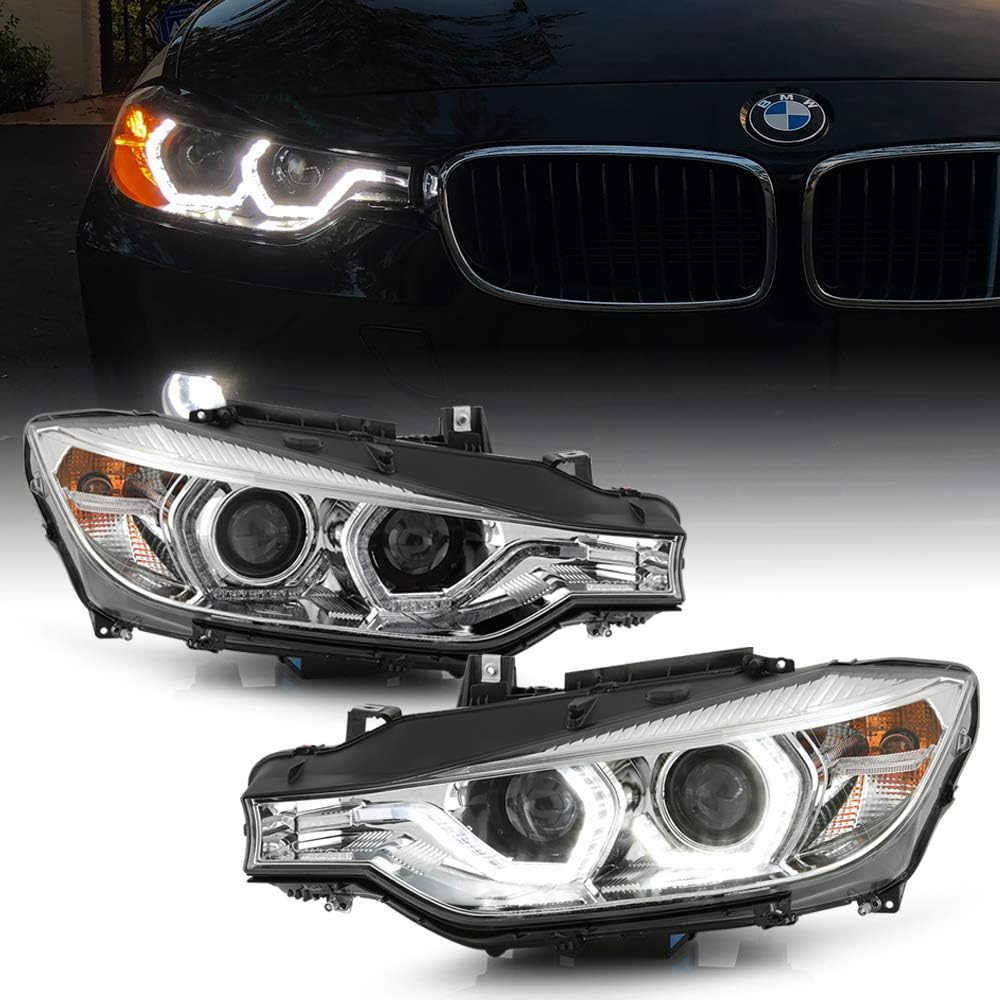 ACANII - For 2012-2015 BMW F30 320i 328i 335i Sedan HID w/AFS Black Housing LED 3D DRL Projector Headlights Assembly Set