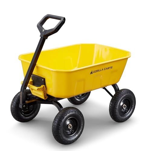 Gorilla Carts Heavy Duty Steel Yard Dump Cart Garden Wagon with 13 Inch Tires, Yellow