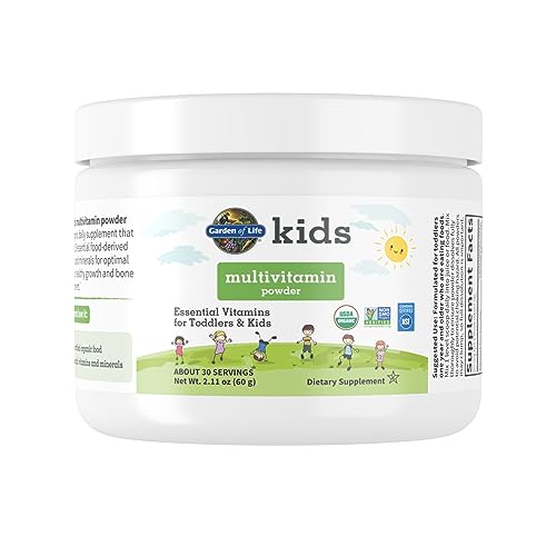 Garden of Life Kids Multivitamin Powder, Daily Vitamins and Minerals for Toddlers & Kids - Organic Toddler Multi Powder with 15 Vitamin C, D3