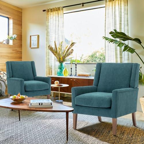 COLAMY Modern Wingback Living Room Chair, Upholstered Fabric Accent Armchair