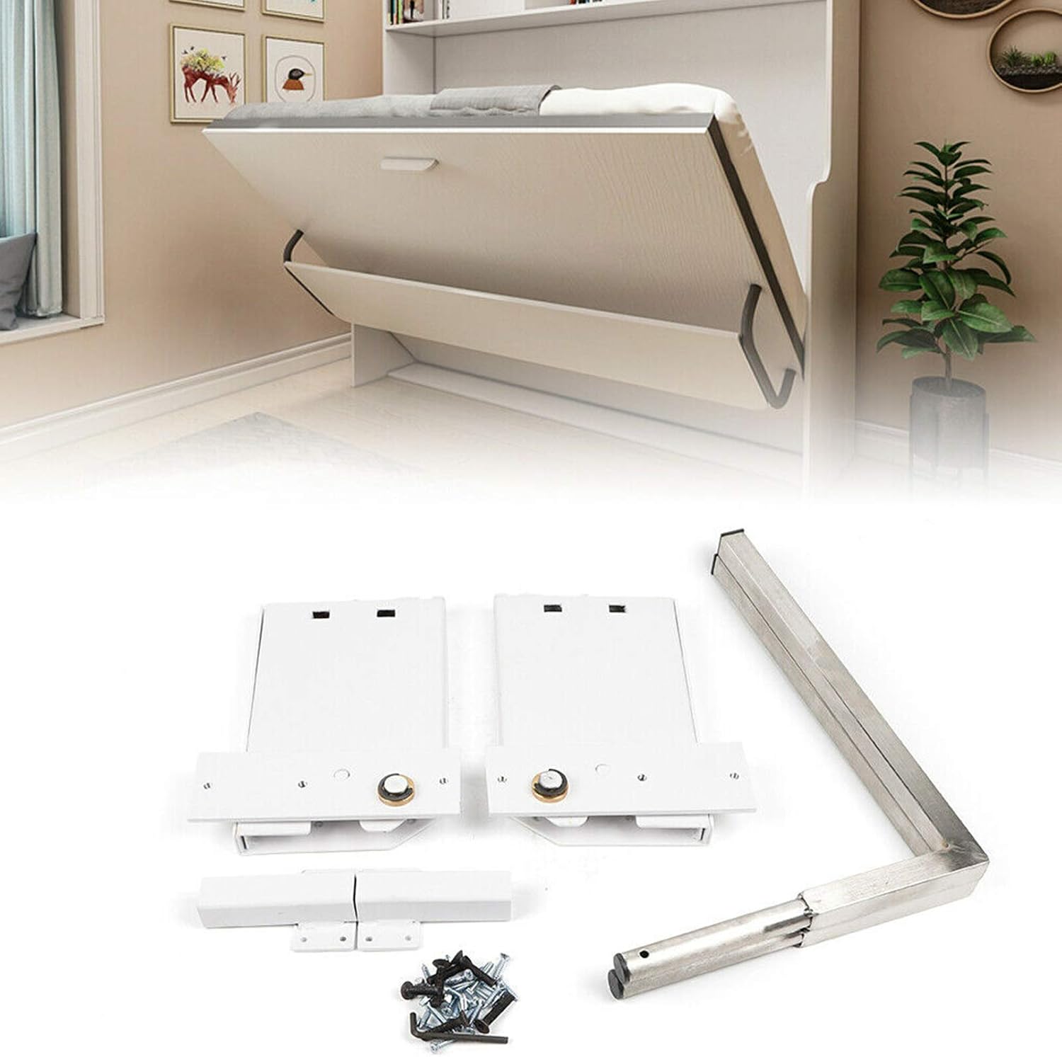 TFCFL Wall Bed Mechanical Hardware Kit, Queen-Size DIY Murphy Bed Hardware Kit for Horizontal Wall Mount