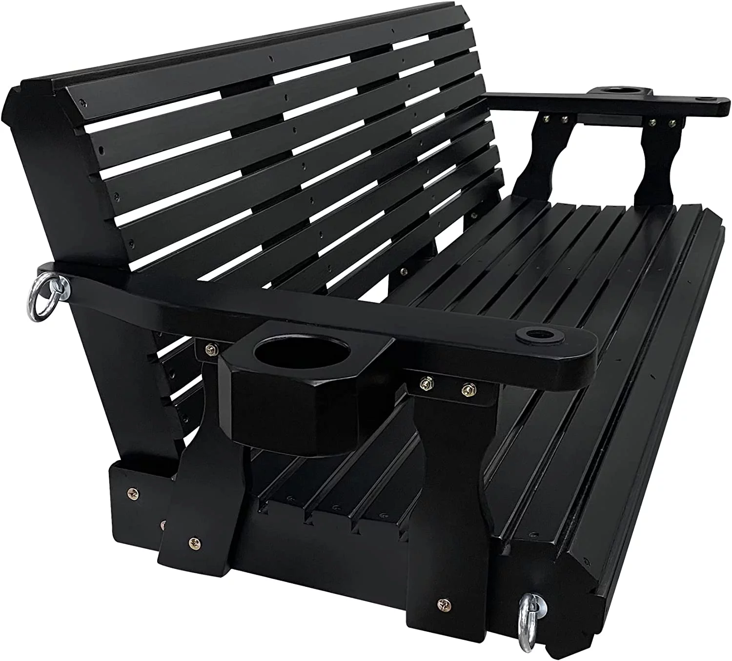 Wooden Porch Swing 3 Seater, 800 lbs Bench Swing for Outdoor Patio Garden Yard, 5 feet Black