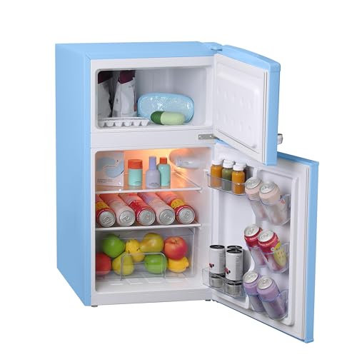 West Bend Mini Fridge with Freezer Retro-Styled for Home Office or Dorm