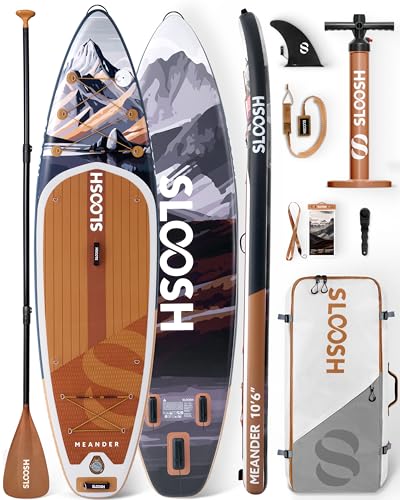 SLOOSH Inflatable Stand Up Paddle Board, 10'6" Inflatable Paddle Boards with Premium Accessories, Non-Slip EVA Deck, Ultra-Light Carry Bag Pump