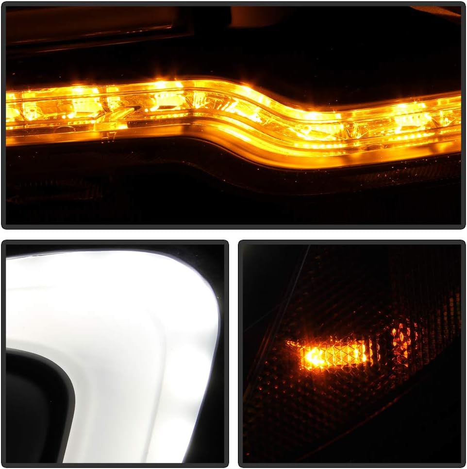 ACANII - For [Halogen Model] 2015-2019 Subaru WRX STI Black Housing Smoked Lens LED Tube Sequential Projector Headlights