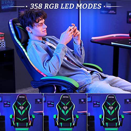 Gaming Chair with Bluetooth Speakers and RGB LED Lights Ergonomic Massage Computer Gaming Chair with Footrest Video Game Chair High Back with Lumbar