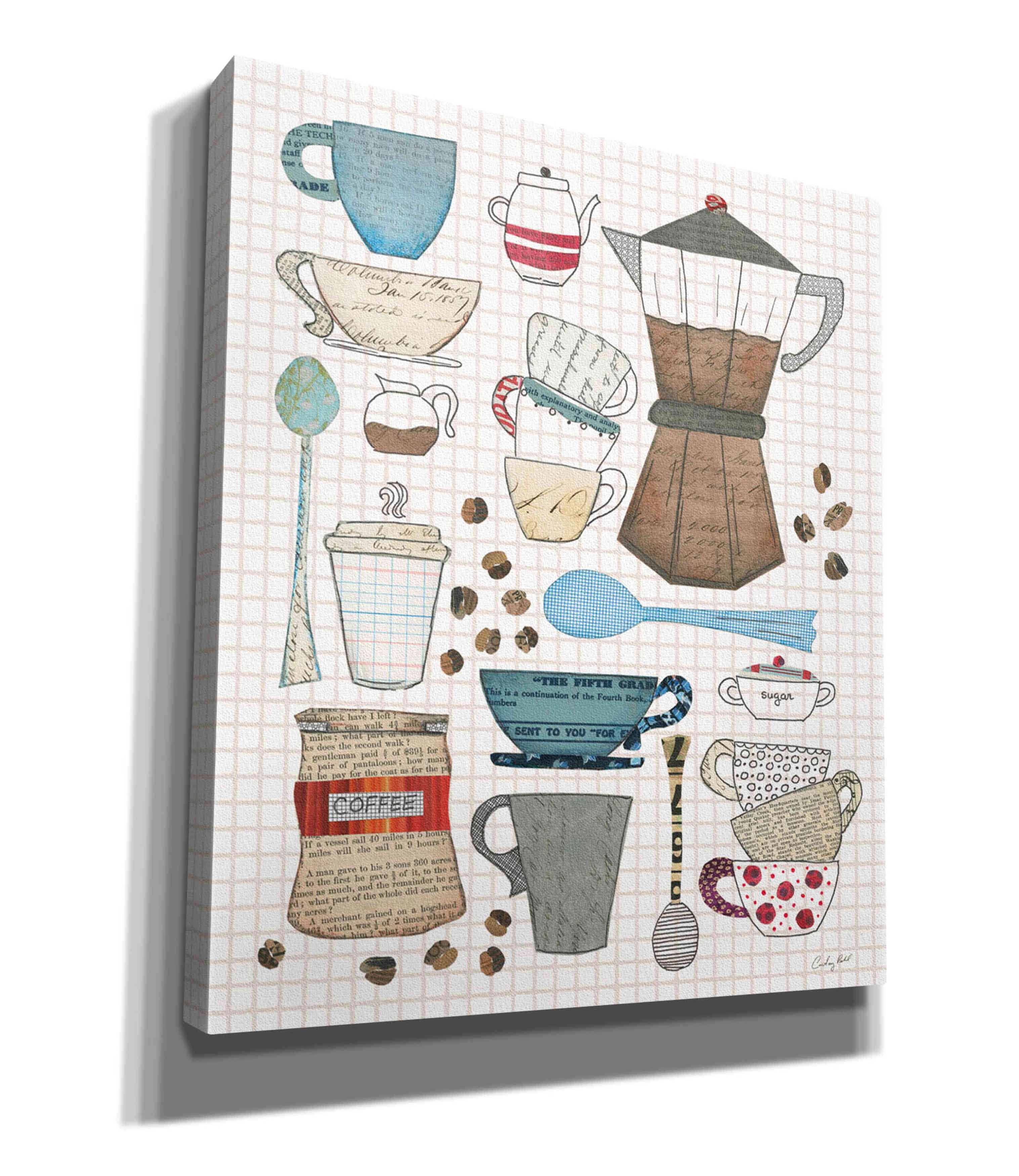 Epic Graffiti 'Coffee Chart I v2 Gingham' by Courtney Prahl, Giclee Canvas Wall Art, 26"x30"