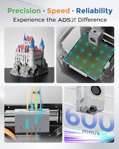 FLASHFORGE AD5X Multi-Color 3D Printer 4 Colors with IFS, Fully Auto Leveling FDM 3D Printer with Max 600mm/s High Speed Printing and Max 300&deg