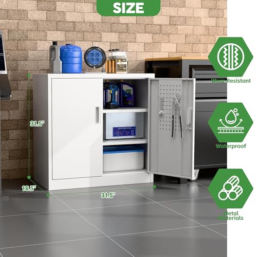 Aobabo Garage Storage Cabinet with Wheels,72" H Metal Storage Cabinet with 2 Doors and 4 Adjustable Shelves for Garage Home, Black,Required-Assembly