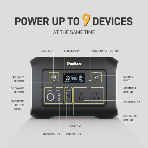 300W Portable Power Station (Peak 600W),solar power station 288Wh,110V,with USB PD60W,AC Outlet