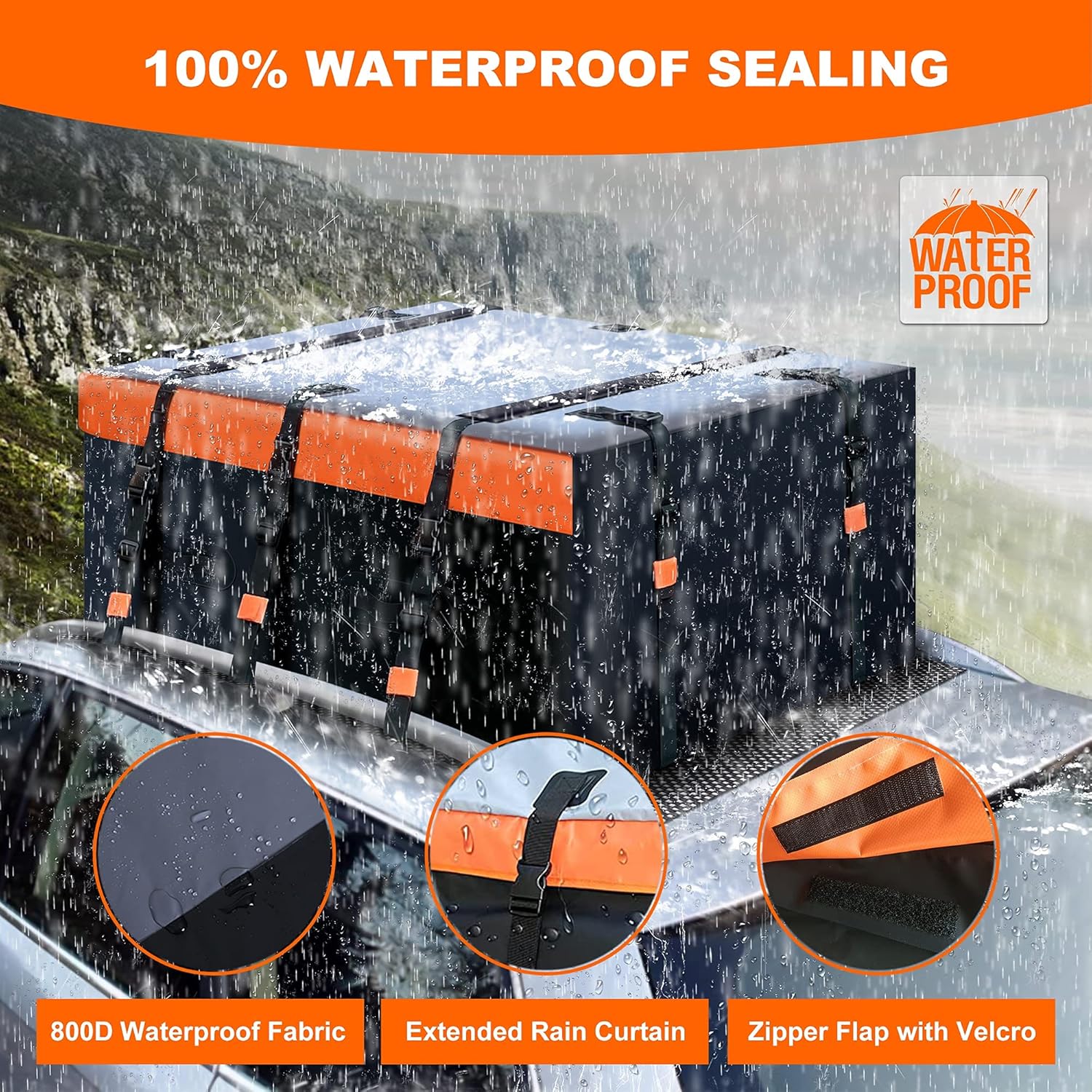 MeeFar Hitch Mount Cargo Carrier Bag Soft Shell 100% Waterproof 20 Cubic Feet (59 24 24) Include 8 Reinforced Straps for Truck Pickup All Vehicle