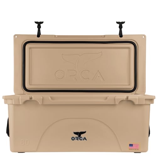 ORCA 80-Quart Insulated Hard Cooler with Flexible Grip Handles, Padlock Ready, Keeps Ice Cold for Days, Rugged, Sturdy for Beach, Camping, Travel