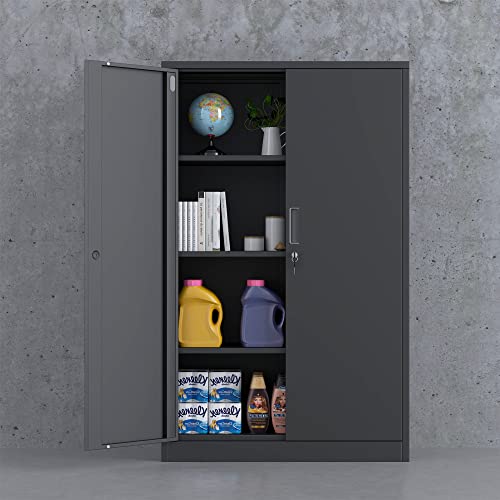 Metal Storage Cabinet with Locking Doors and 3 Adjustable Shelves