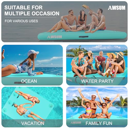 AWSUM Inflatable Floating Dock Air Dock Platform Floating Island Raft with None-Slip Surface for Pool Beach Ocean