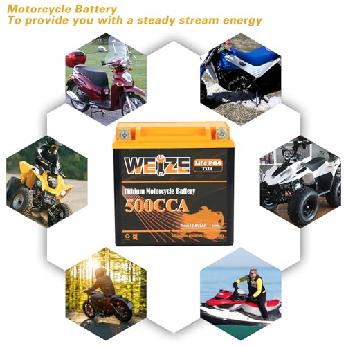 Weize Lithium YTX30L-BS, 700A Lithium LiFePO4 YTX30L Motorcycle Battery, 12V 10AH ATV, UTV, Jet Ski, Scooter, Lawn Mower, Tractor, Generator Battery