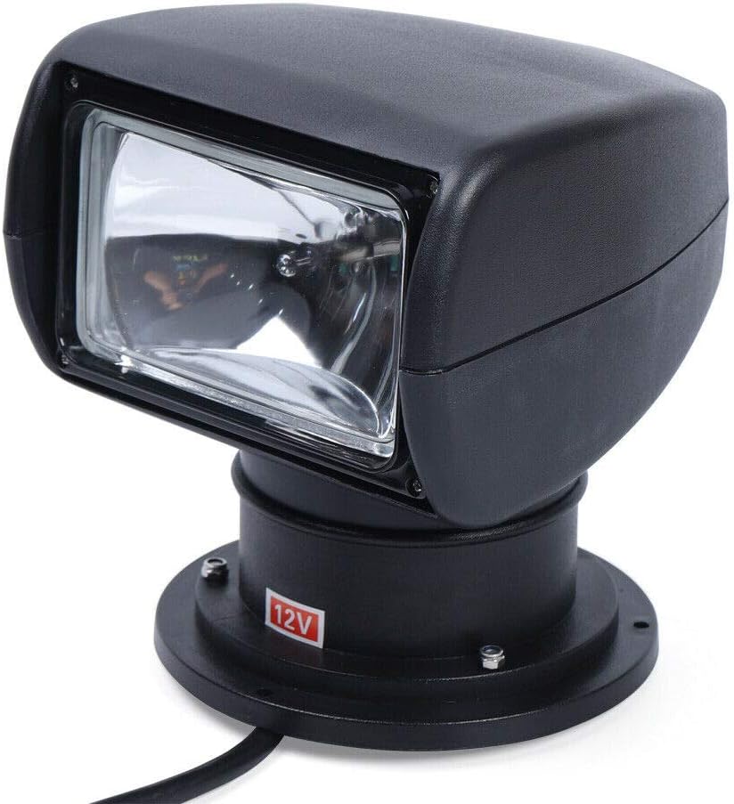 Meiney Search Light White/Black 100W Bulb Remote Control Spotlight for Boat Truck Car Marine Spotlight 2500LM 12V+RC (Black)