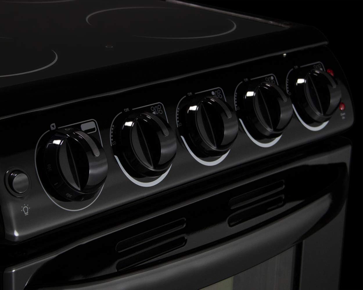 Summit Appliance REX2051BRT 20" Wide Electric Smooth-Top Range Oven, Black; Smooth Ceramic Glass Top, Removable Backguard, 4 Cooking Zones