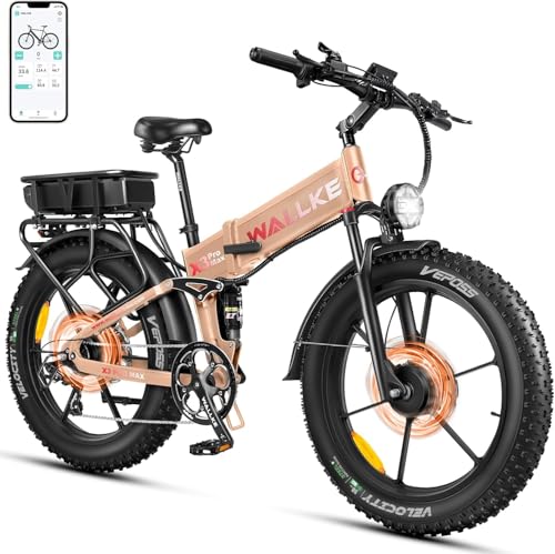 W Wallke Actual 2800W Dual Motor Folding Mountain Electric Bike, 48V 44Ah Battery 170 Mile,26" Fat Tire 35MPH Fast Adult Ebike