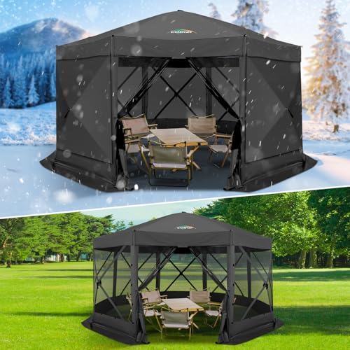 COBIZI 12x12ft Pop up Gazebo Screen Tent Screen House for Camping, Camping Outdoor Screened Gazebo, Canopy Tent