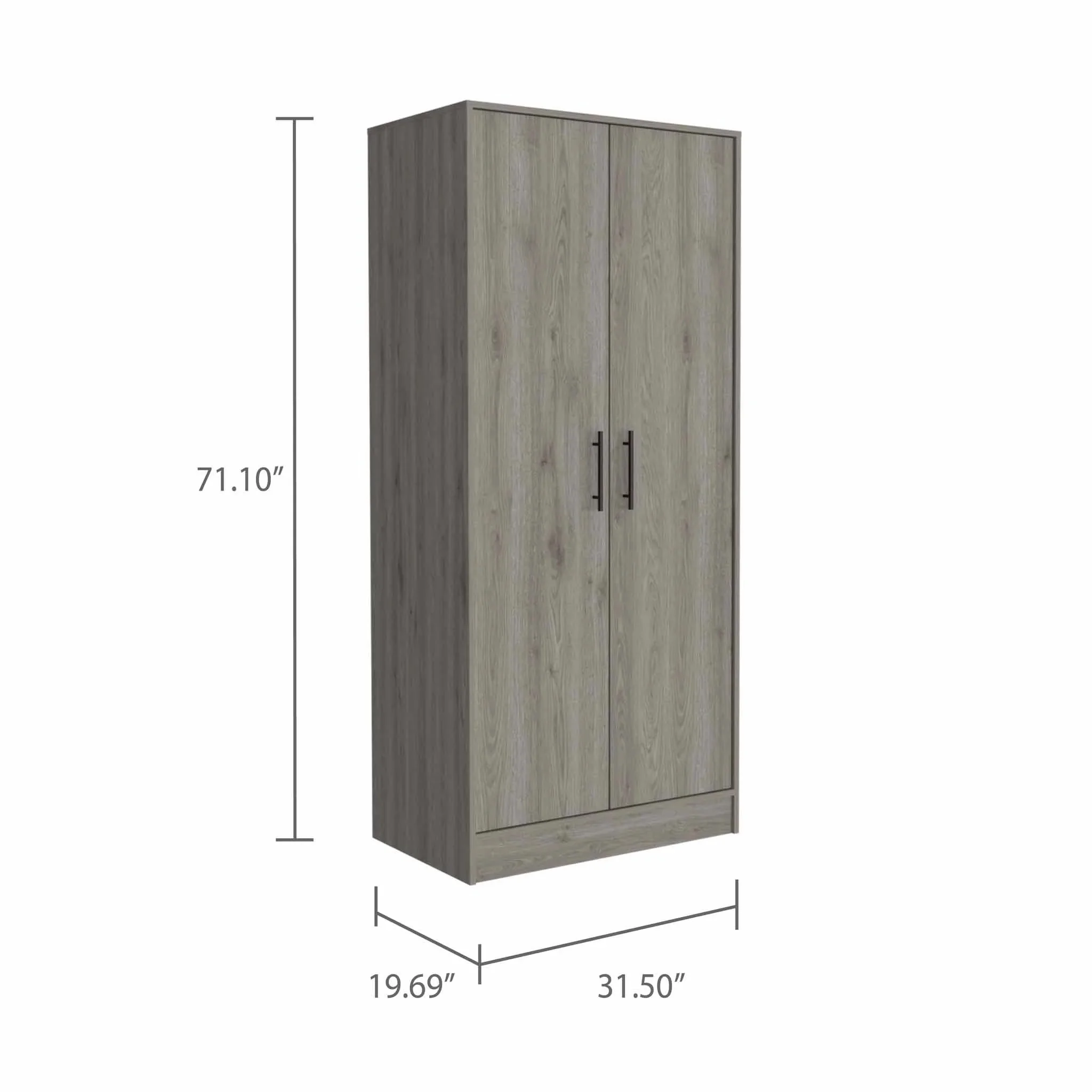 Boahaus Hamburg Armoire, Manufactured Wood, for Adults, Light Grey