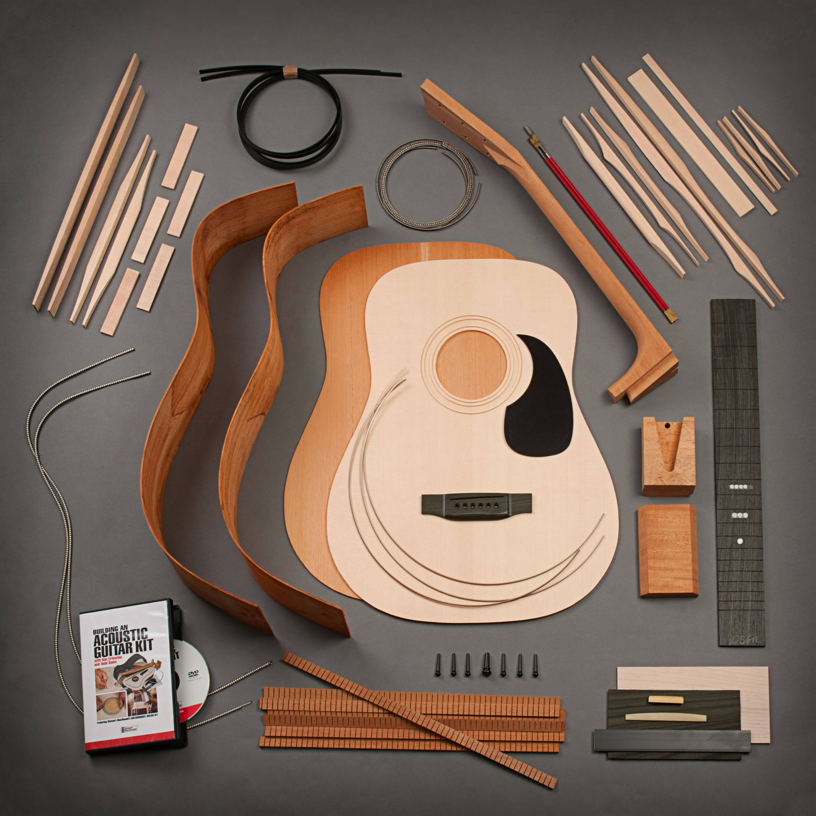 StewMac Build Your Own Dreadnought Acoustic Guitar Kit, Dovetail Neck, Sitka Top, Mahogany Back u0026 Sides