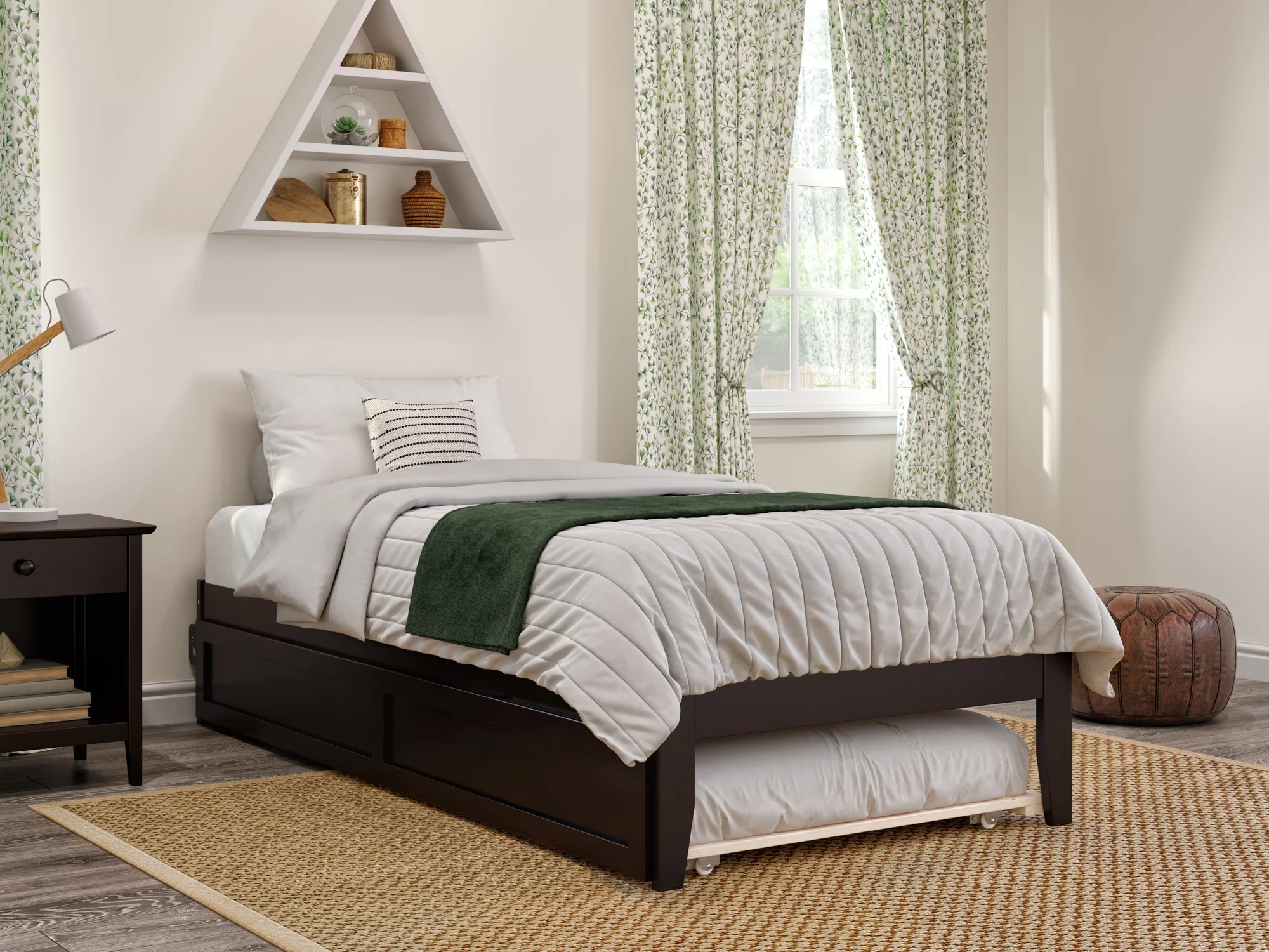 AFI Colorado 14" Twin XL Wood Platform Bed Frame with Twin XL Trundle, Espresso