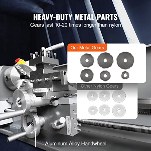 VEVOR Metal Lathe Machine, 8.3'' x 29.5'', Precision Benchtop Power Metal Lathe, 0-2500 RPM Continuously Variable Speed