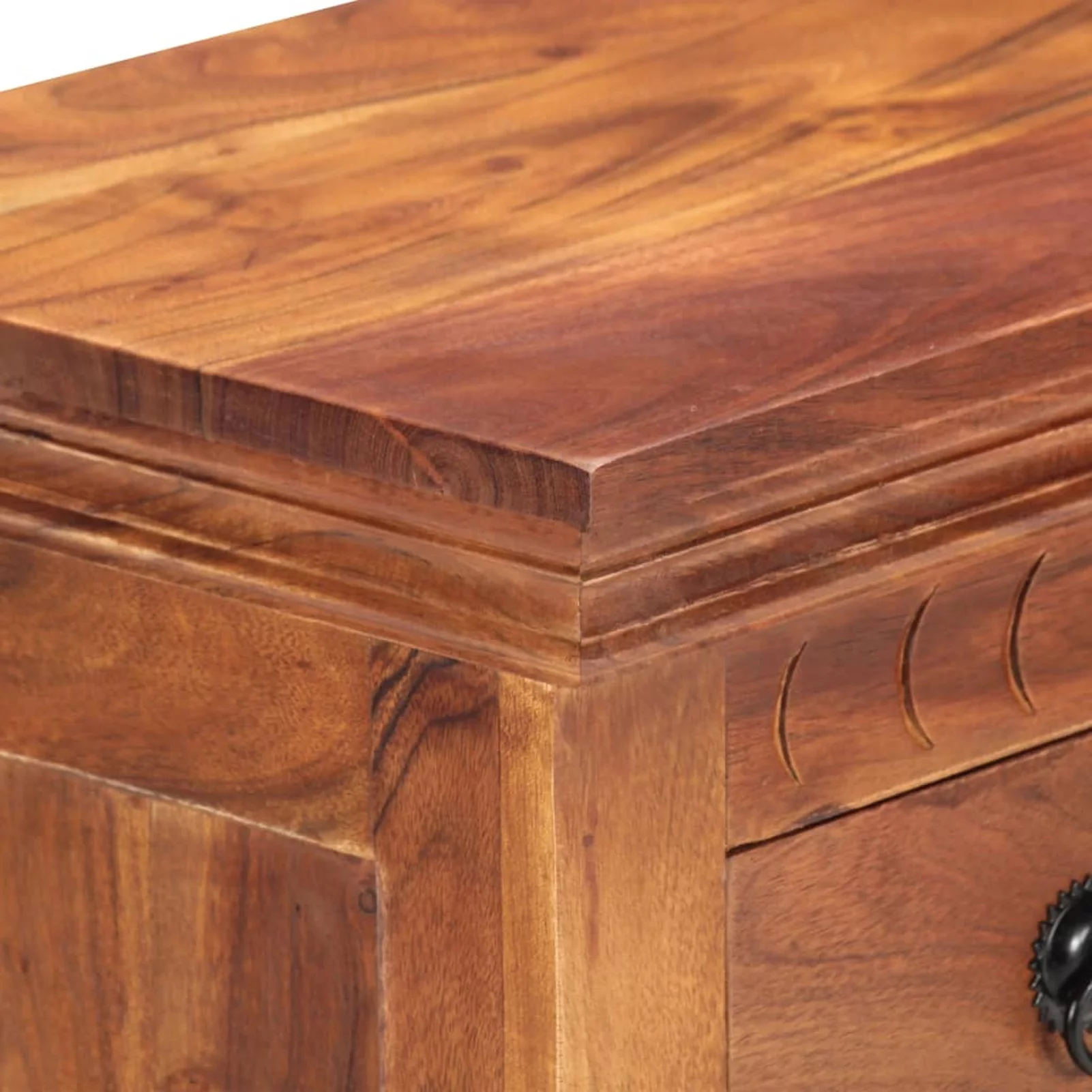 Dcenta Wooden Sideboard with 2 Doors Cabinet and 4 Storage Drawers Acacia Wood Sofa Couch End Side Table for Living Room, Kitchen, Bedroom