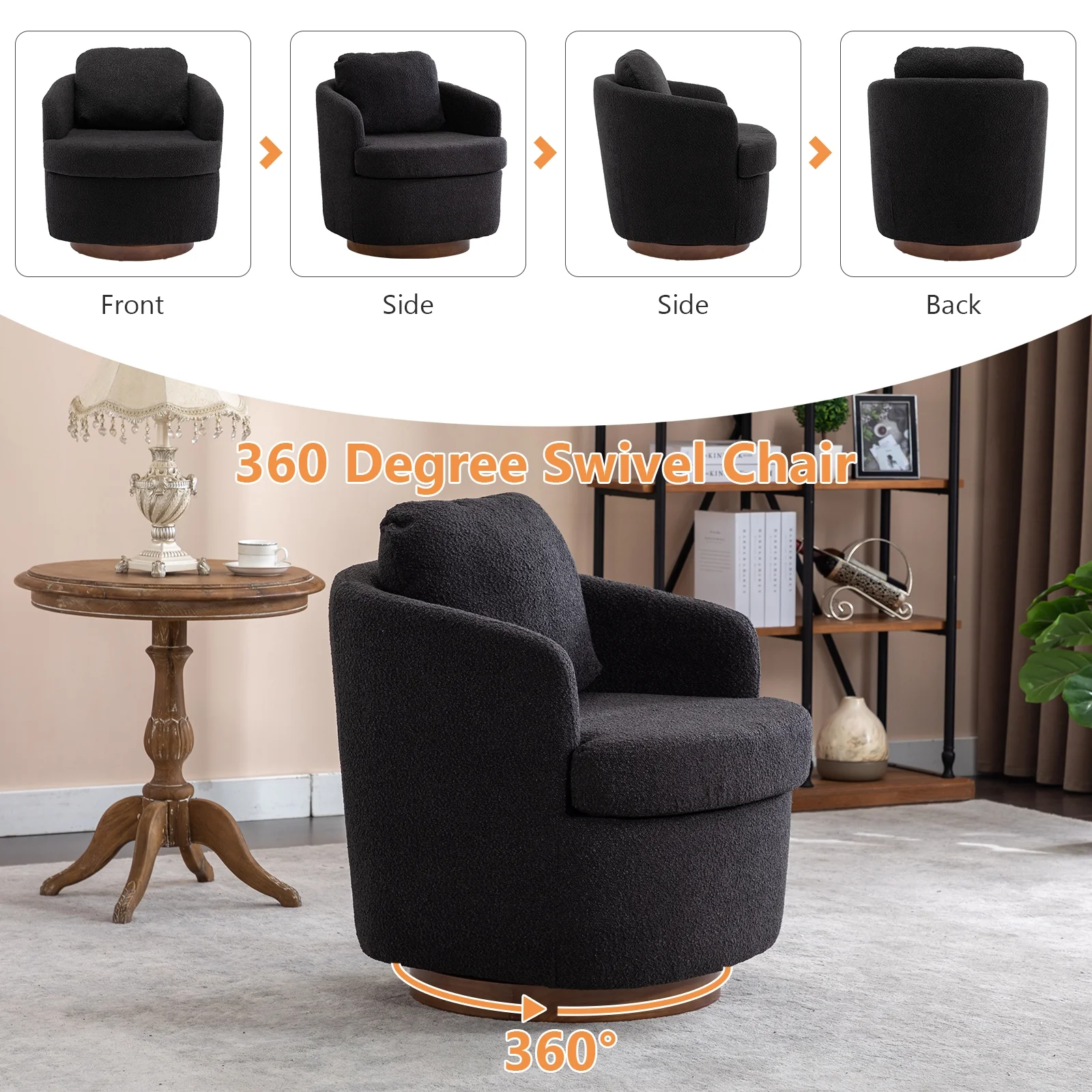 Lecut Swivel Accent Chair for Living Room, Oversized 360&deg