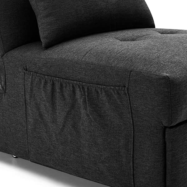 4-in-1 Sleeper Sofa Bed, HABITRIO Solid Wood Frame Polyester Upholstered Seating Couch w/A Pillow, Work As Ottoman, Single Chair