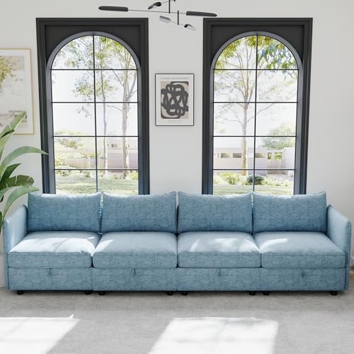 Oversized Modular Storage Sectional Sofa Customizable Seating Group Sofa&Couch Convertible Sleeper Sofabed with Movable Ottomans and Seat