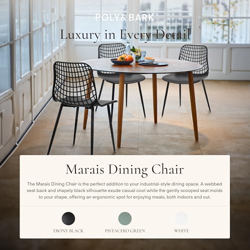 POLY & BARK Isla Modern Kitchen Chairs Set of 4 - Plastic Dining Chair with Metal Legs