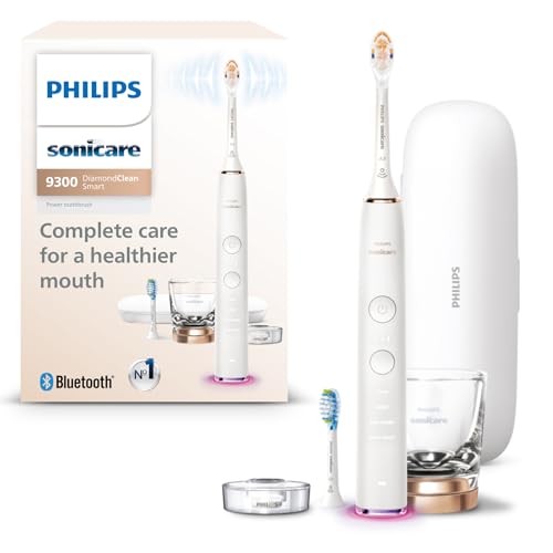 Philips Sonicare DiamondClean Smart 9300 Electric Toothbrush, Sonic Toothbrush with App, Pressure Sensor, Brush Head Detection