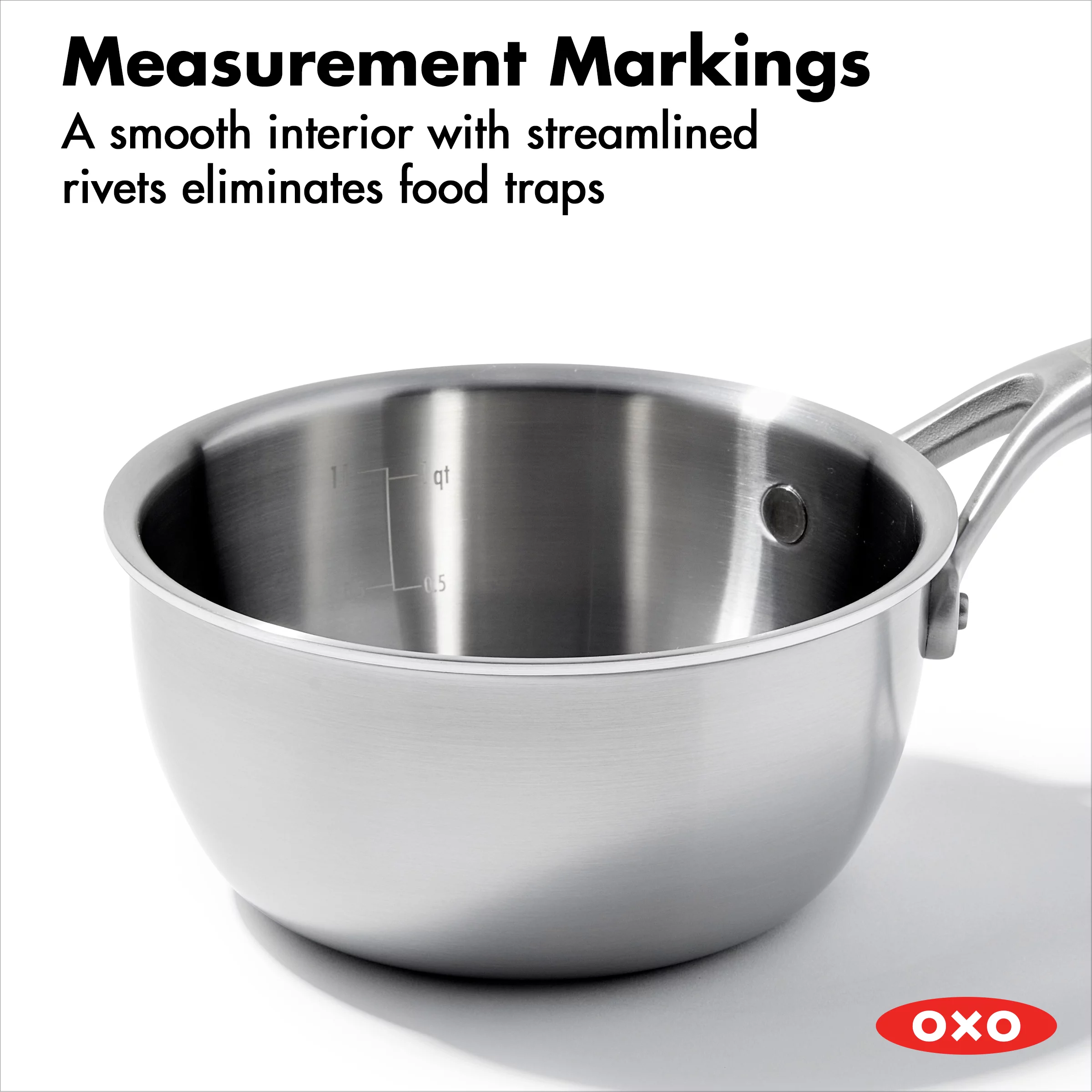 OXO Mira Tri-Ply Stainless Steel 1.5Qt & 3.75Qt Chef's Pan Set
