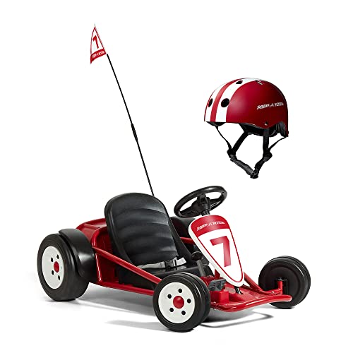 Radio Flyer 36V Battery-Powered Kids Electric Go-Kart with Adjustable Seat, Rubber Wheels, Grey