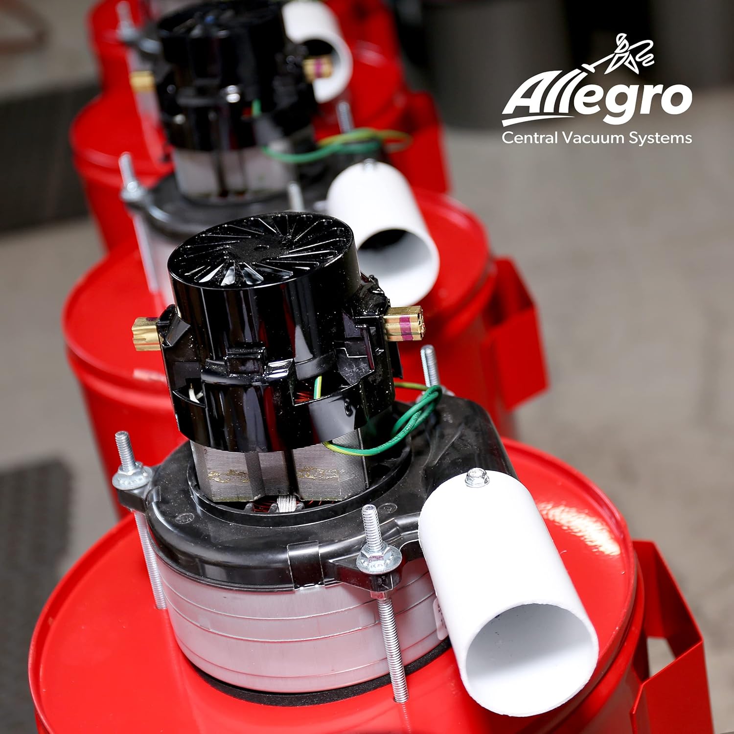 Allegro MU4100 Heavy Duty Powerful Central Vacuum System, Tangeantial Bypass Ametek Lamb Motor, Bagless System and Utility Port