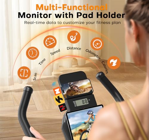 Exercise Bike, Adjustable Magnetic Resistance Stationary Bikes for Home with App Compatible