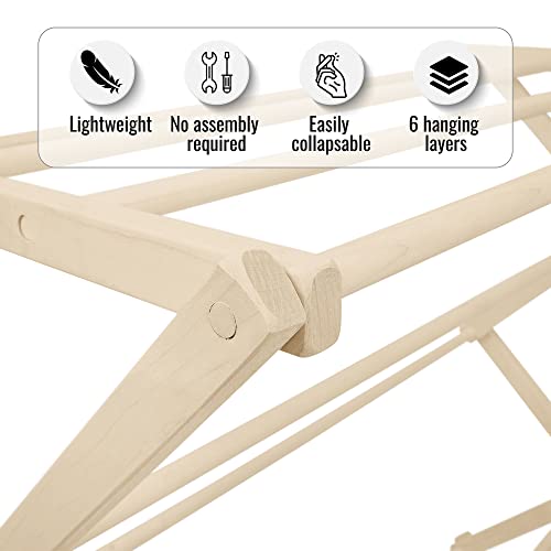 Pennsylvania Woodworks Premium American Maple Clothes Drying Rack - Handcrafted in Pennsylvania - Solid Wood Construction, Collapsible