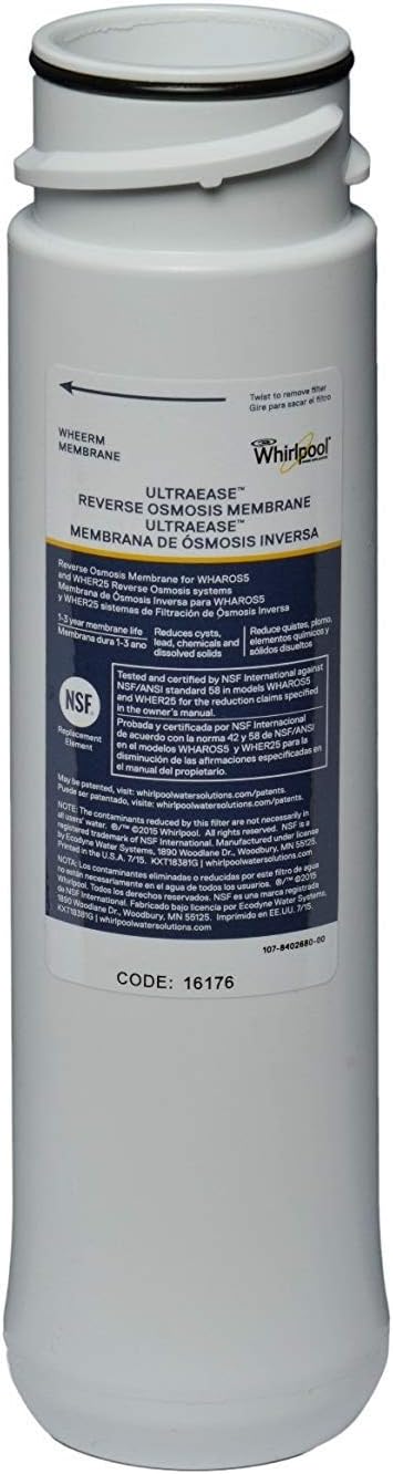 Whirlpool WHAROS5 Reverse Osmosis (RO) Water Filtration System With Chrome Faucet | Extra Long Life | Easy To Replace UltraEase Filter Cartridges