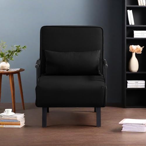 3 in 1 Sleeper Sofa Bed, Futon Sofa Bed for Living Room with Side Pocket, Black Sleepers Sofa Couch with Pullout Bed