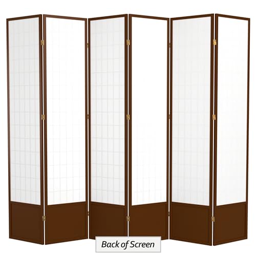 Red Lantern 7 ft. Tall Window Pane Shoji Screen-White-3 Panels Room Divider