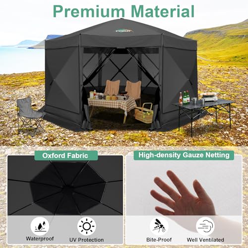 COBIZI 12x12ft Pop up Gazebo Screen Tent Screen House for Camping, Camping Outdoor Screened Gazebo, Canopy Tent