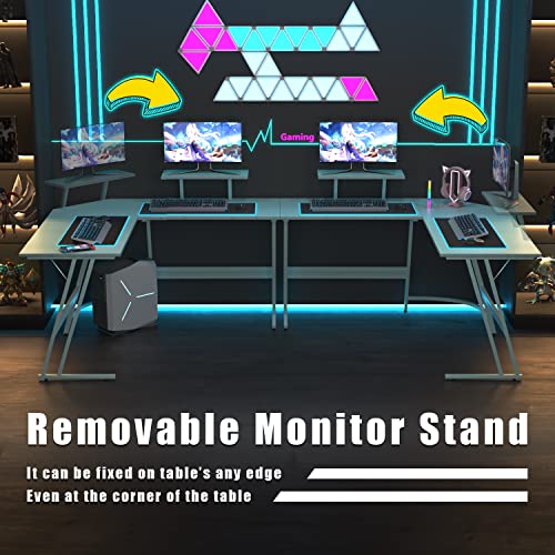 Homall L Shaped Gaming Desk Computer Corner Desk PC Gaming Desk Table with Large Monitor Riser Stand for Home Office Sturdy Writing Workstation