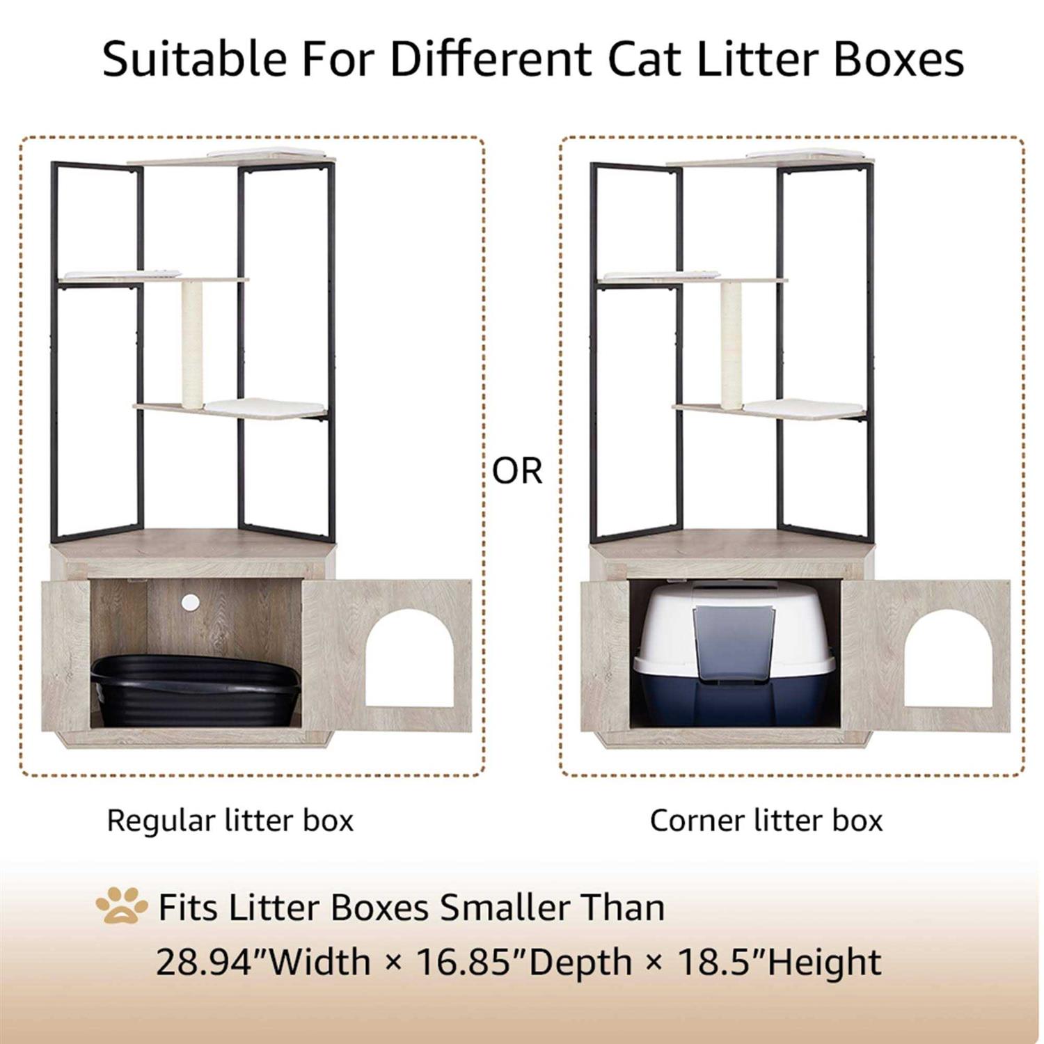 UniPaws Corner Box Enclosure with Cat Tree Tower Cat Litter - Pet Supplies online store