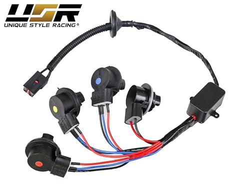 USR 96-04 Mustang V6/GT Plug and Play Tail Light Wire Harness for Sequential Signal + Total of 8 Cabnus LED Bulbs for Red Brake + White Reverse (Left